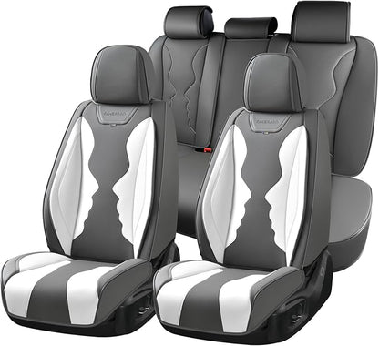 Coverado Car Seat Covers Full Set, Seat Covers for Cars, Front Seat Covers and Back Seat Cover Waterproof Leather Automotive Seat Cover, Universal Car Interior Protectors Cushion for Most Cars