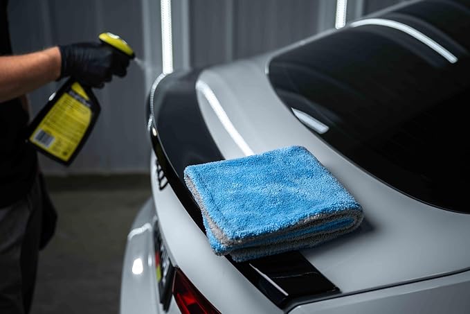 Autofiber Royal Plush Double Pile Microfiber Detailing Towel - Pack of 3, Green/Gray (16 inch x 16 in, 700 GSM)