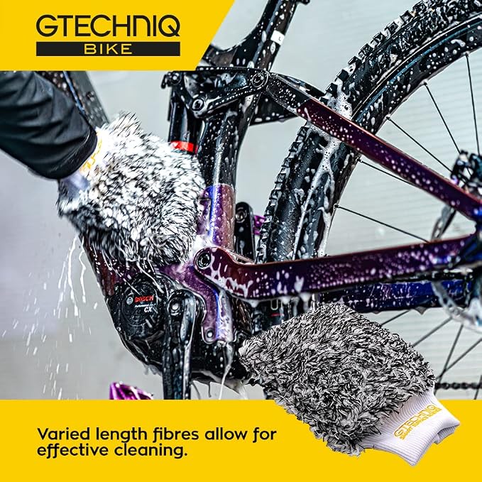 Gtechniq Bike Microfiber Wash Mitt | Ultra Low-Friction Glide, Inner Foam Core Holds High Volume of Wash Suds, Polyester Fibers Capture and Release Contaminants, Minimizes Swirls, Durable | bike-oils