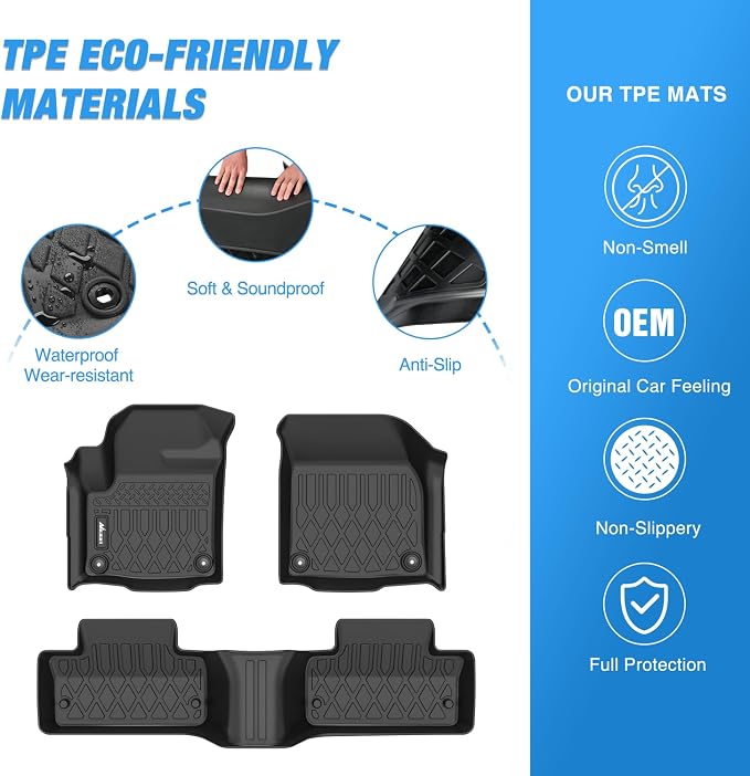 Nilight TPE Floor Mats for Land Rover Range Rover Evoque 5 Door and Coupe 2011 2012 2013 2014 2015 2016 2017 2018 2019, All Weather Custom Fit Heavy Duty Floor Liners