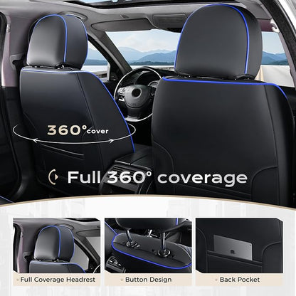 Coverado Car Seat Covers, Car Seat Covers Front Seats, 2-Pack Front Seat Cover, Nappa Leather Waterproof Seat Covers, Car Seat Protectors, Automotive Seat Covers Universal Fit for Most Vehicles