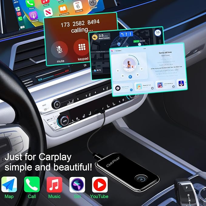 Wireless CarPlay Adapter Compatible with Both Apple and Android Systems, Supporting Bluetooth And Wi-Fi. Upgraded CarPlay Wireless Adapter Two-In-One, Plug-And-Play Plug, Capable of Converting Devices