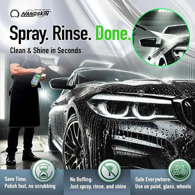 Nanoskin Ultra Line SUPER CHARGER SiO2 Touchless Spray-On/Rinse-Off Sealant 30 Gallons- Car Wash Paint & Glass Spray for Car Detailing | Safe for Cars, Trucks, Motorcycles, RVs & More | 100:1 Dilution