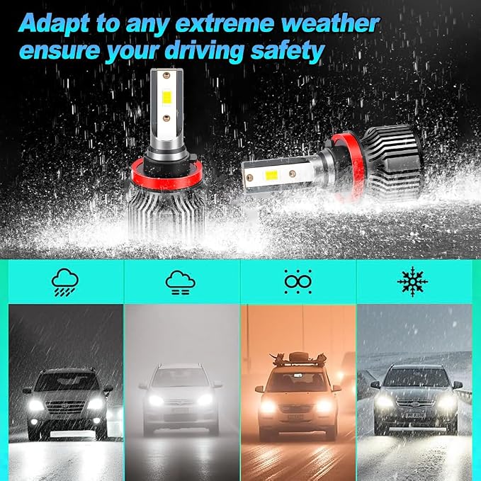 For Kenworth T680 T880 2013 2014 2015 2016 2017 2018 2019 2020 Light Bulb 6000K White High & Low Beam, Ultra Bright with Fan, 4-Pack