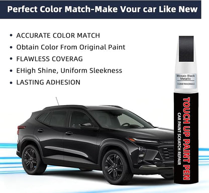 Mosaic Black Metallic(GB8/WA384A) Car Touch Up Paint for Chevy 2-in-1 Car Scratch Repair Pen with Fine Tip&Brush, DIY Color-Code Matched Auto Paint for Rock Chips Door Scratches Paint Nicks Bumper Marks