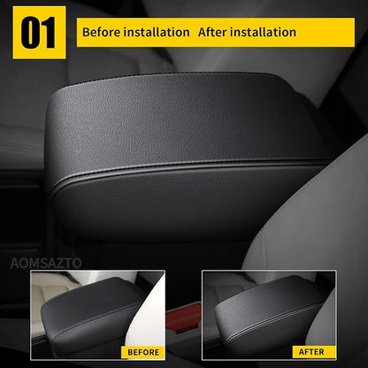 AOMSAZTO Console Covers for 2012 2013 2014 2015 2016 Honda CRV Armrest Covers for Honda CR V Black with Black Stiches