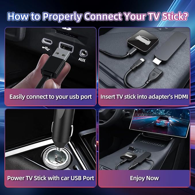 Car TV Adapter Wireless CarPlay, HDMI to USB Converter, Support Fire TV Stick, Game Consoles, Carplay HDMI Adapter Only for Wired CarPlay Cars (Model Year: 2015 to 2025)