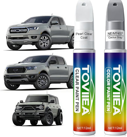 Cactus Gray(NE/M7457) Touch Up Paint Compatible with Ford,2-In-1 Car Scratch Remover Pen,Car Paint Scratch Repair Kit for Scratches,Chips & Nicks,2-PCS SET