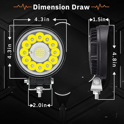 SAN YOUNG Round LED Off Road Lights, 4 Inch 12V 24V LED Tractor Work Lights Pods, 120W 10000lm Offroad Driving Lights for Truck ATV UTV RV OTR Boat Pickup Golf Cart, 10PCS