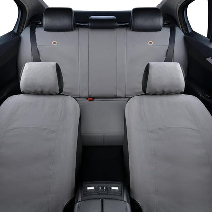 Coverado Car Seat Covers Front, Canvas Universal Seat Covers for Cars, 2-Pack Car Seat Cushions, Auto Seats Protectors for Kids & Dogs, Driver Seat Covers Fit for Most Vehicles Trucks SUVs/Gray