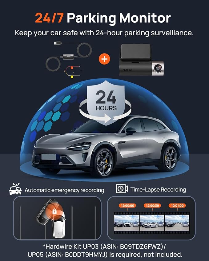 70mai Dash Cam Front and Rear A510,1944P+1080P with STARVIS 2 IMX675 and 64GB Card, Dash Camera for Cars, 4G LTE Support, ADAS, Built-in GPS WiFi, APP Control, HDR, 24H Parking Mode, Loop Recording