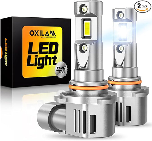 OXILAM 9006 LED Bulbs, 800% Brighter 30000LM, 6500K White HB4 CANBUS Ready LED Bulbs for Low Beam Replacement, Pack of 2