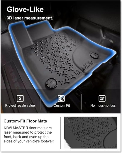 Kiwi Master Floor Mats for 2021-2026 Ford Bronco Sport | OEM Replacement MP1Z-7813300-AA, Custom Fit, All Weather Car Mats, Heavy Duty TPE Floor Liners, Front & Rear 2 Row, Black