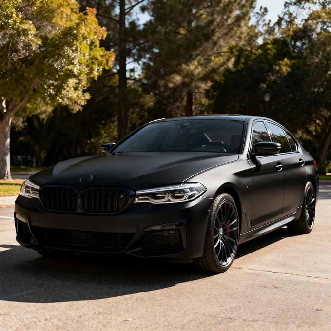 MHOO Car Wrap Film TPH Matte Black Stretch Film Fabric Perfect for car Decorate &Paint Anti-Collision Protection car Film TPH Paint Protective Film (2X5ft)