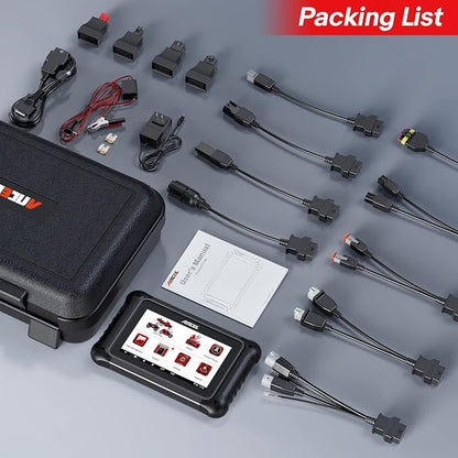 ANCEL MT700 Motorcycle OBD2 Scanner Full Systems, ABS Engine Meter TPMS Diagnostic Tool with 35+ Reset Functions for Harley Indian Yamaha Polaris Piaggio Ducati Honda BMW, AutoVIN, 7”Touch Screen,16G