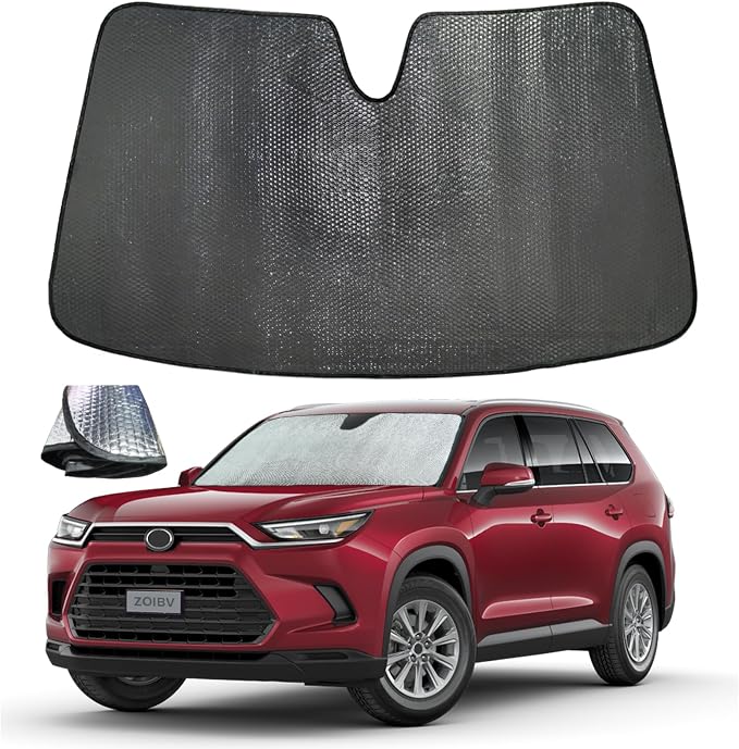 Car Windshield Sun Shade for Toyota Highlander 2020-2025 2026 L LE XLE Limited Platinum - 5-Layer Bubble Foldable Front Window Sunshade Sun Visor Accessories - Blocks Heat & UV Rays