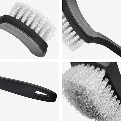 Tire & Carpet Brush - Scrub Brush for Floor Mats & Car Interior (Black & White)