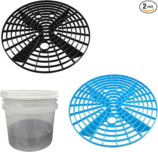 Yourkar 2 PCS Car Wash Bucket Inserts, Plastic Vehicle Wash Bucket Insert Detail Grit Trap, Auto Wash Dirt Collectors Fits 12 Inch Diameter Bucket, Universal Car Accessories (Black+Blue, 2PCS)