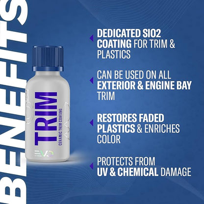 Gyeon Trim Evo Ceramic Restorer Applicator Kit, Black Plastic, Hydrophobic SiO₂ Liquid Coating, Enhances Color Saturation, UV Protection, Durable Satin Finish, Restores Faded Auto Exterior