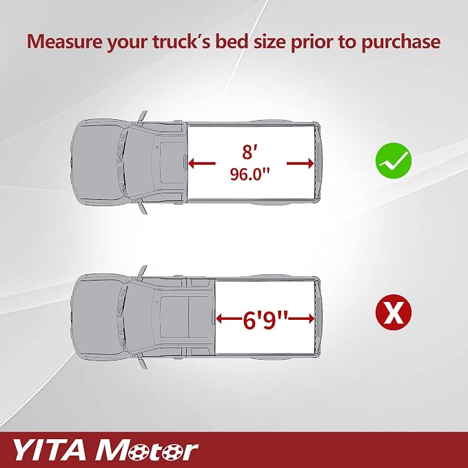 YITAMOTOR Soft Quad-fold Tonneau Cover Fits for Ford F-250 F-350 F250 F350 Super Duty 8ft Bed 1999-2016