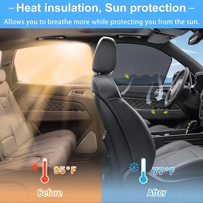 XCBYT 4 Pack 2021-2024 Honda Civic Window Shades with Breathable Mesh Window Covers 99% Sun UV Blackout Keeps Cool Privacy Curtains for Breastfeeding, Napping, Dressing, Camping