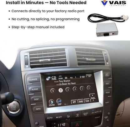 VAIS Technology SL3b-T Bluetooth Audio Adapter - Wireless Music Streaming Add-On Compatible with Most Toyota 2004-2012 Vehicles - Retains Steering Wheel Control & Includes USB Charging Port