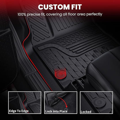 LASFIT Floor Mats for 2019-2024 Dodge Ram 1500 Quad Cab Without 2nd Row Under Seat Storage, Fit for Bench Seat & Carpet Flooring, All Weather TPE Custom Fit Car Mats Floor Liners 1st & 2nd Row, Black