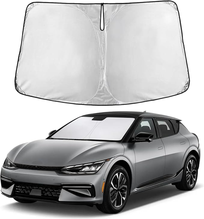 EcoNour Windshield Sunshade Compatible for Kia EV6 2022-2023 2024 2025, Sun Visor for Front Windshield & Window Sun Shade Cover, UV Heat Blocker & Protector, Car Accessories