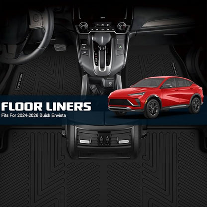 Floor Mats & Cargo Liner for 2024 2025 2026 Buick Envista All Weather Protection TPE Rubber Full Set Automotive Floor Liners & Trunk Mat for 2025 Buick Envista Accessories, Black