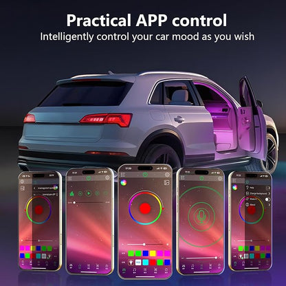 Led Car Lights Interior,Ambient Lighting Car Interior,Footwell Lighting for Car,APP Control 16 Million Colors Music Sync,DIY Mode Multicolor LED Interior Lights for Cars,Trucks,SUVs,12V Power