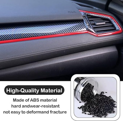 TKREENO Fit for Honda 10th Gen Civic 2016 2017 2018 2019 2020 2021 Accessories Carbon Fiber Color Car Interior Center Console Dashboard Stripe Panel Cover Air Vent Frame Trims Sticker