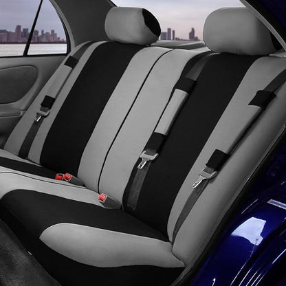 FH Group Car Seat Covers Combo Full Set with Carpet Floor mats Steering Wheel Cover and Seat Belt Pads- Universal Fit for Cars Trucks and SUVs (Gray)