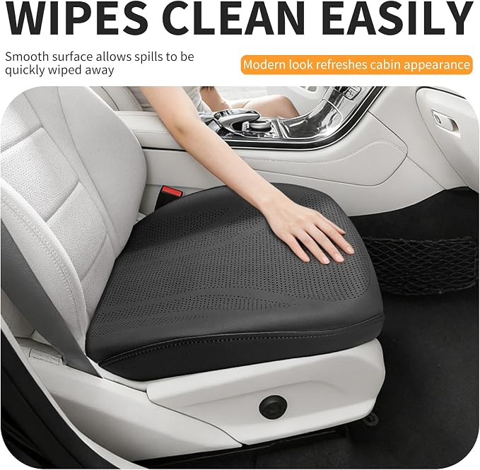2 Pack Front Leatherette Seat Covers Faux Leather Bottom Car Seat Covers, Super Breathable,Anti-Slip,Universal Seat Covers for Cars,Full Wrapping Edge Fit for Most Sedans SUV Pick-up (2 Pack Black)