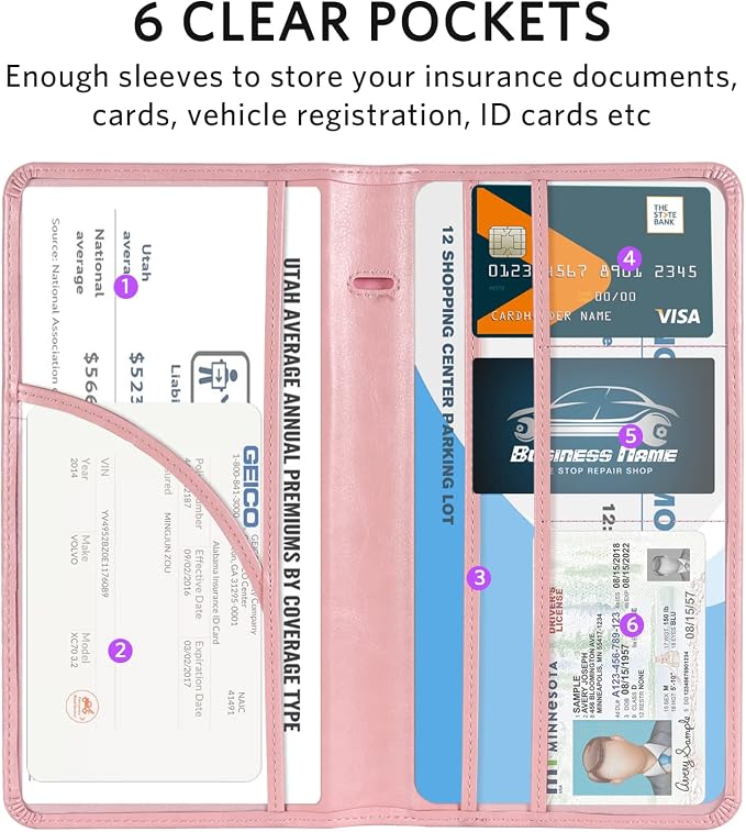 CoBak Car Registration and Insurance Holder - Vehicle Glove Box Car Organizer, Auto Truck Comparment Accessories Case with Magnetic Closure for Essential Document, Driver License, Cards