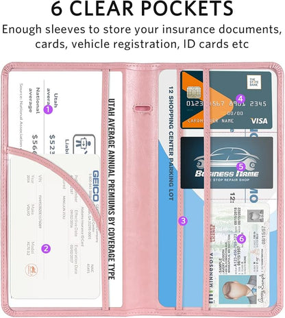 CoBak Car Registration and Insurance Holder - Vehicle Glove Box Car Organizer, Auto Truck Comparment Accessories Case with Magnetic Closure for Essential Document, Driver License, Cards