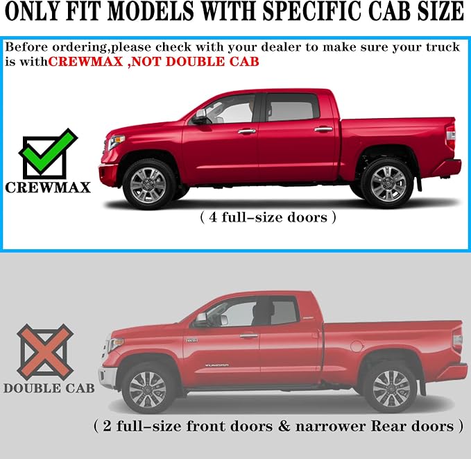 COMNOVA 6 Inch Running Boards Compatible with 2022-2026 Toyota Tundra Crewmax Cab. Tundra Heavy Duty Carbon Steel Black Nerf Bars Truck Side Steps Rock Sliders.