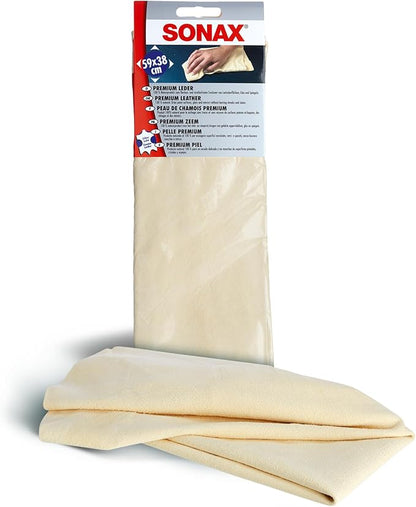 SONAX Premium Leather Chamois – Soft, Absorbent Car Drying and Detailing Towel for Automotive & Household Use | 416300