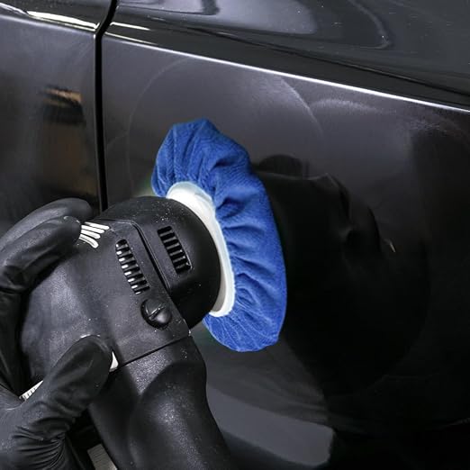 Bonsicoky 6 PCS Car Polishing Bonnet Buffing Pads - Soft Microfiber Buffing Pads Cover for 5" - 6" Car Polisher - Blue