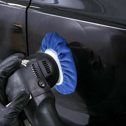 Bonsicoky 6 PCS Car Polishing Bonnet Buffing Pads - Soft Microfiber Buffing Pads Cover for 5" - 6" Car Polisher - Blue