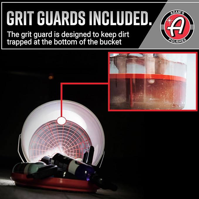 Adam's Polishes 3.5 Gallon Car Wash Buckets & Grit Guards (2 Pack) - Detailing Bucket for Washing & Storage | Stores Soap, Foam Cannon, Towels & More