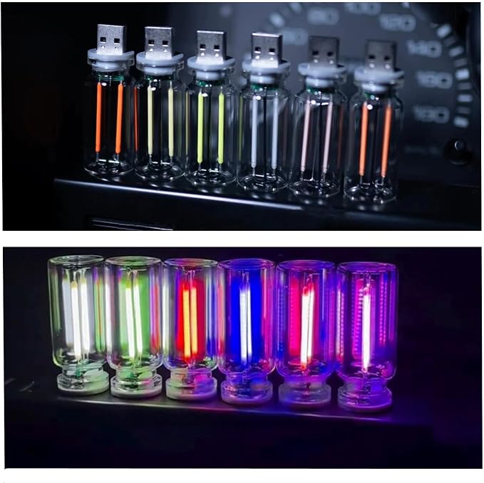 LED Touch Control Car Atmosphere Light, USB Mini Glass Bottle Night Light for Vehicle Bedroom Camping Decoration - Green
