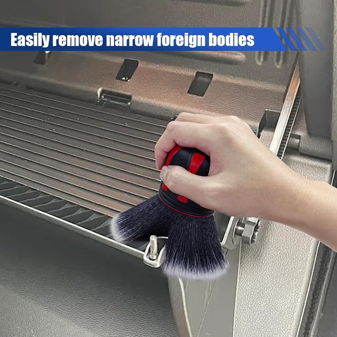 Car Detailing Brush, Ultra Soft Bristles XL Synthetic Brush Car Beauty Tools with Storage Rack, Auto Interior Cleaning Tool for Dashboard, Vents, Covers Large Area Inside and Outside Vehicles (Red)