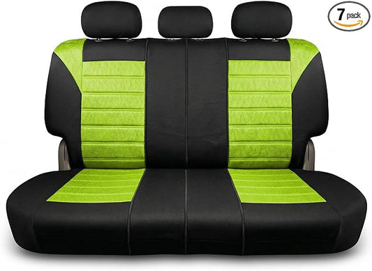 FH Group Automotive Car Seat Covers Rear Set Premium 3D Air Mesh Seat Covers, Airbag Compatible and Split Bench Cover Universal Fit Interior Accessories for Cars Trucks and SUVs - Green