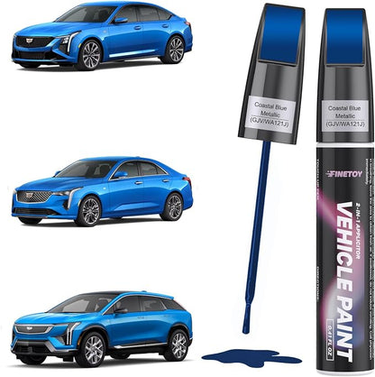Coastal Blue Metallic(GJV/WA121J) Touch up Paint for Cadillac, Quick & Easy Fix for Car Scratches, 2 in 1 Car Touch up Paint with Pen Tip and Brush, Auto Scratch Repair Pen with Exact Color Match