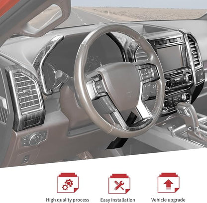 JeCar 16pcs Black Wood Grain Interior Trim Kit for 2015-2020 Ford F150 Interior Accessories