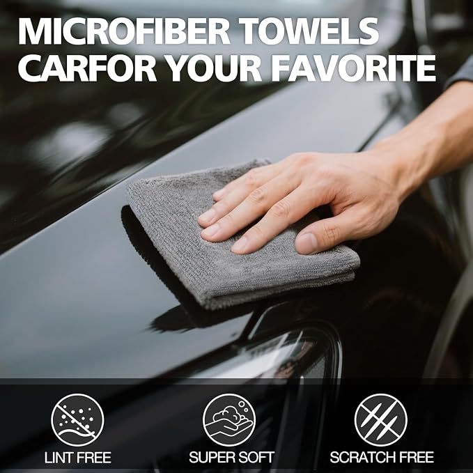 Microfiber Cleaning Cloth 12 Pack, 13 x 13 inch Microfiber Towels for Cars, High Performance Ultra Absorbent Car Washing Cloth, Lint Free Streak Free Cleaning Rags, 1200 Washes