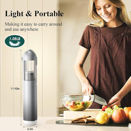 Handheld Vacuum Cordless - 17000Pa Car Vacuum Cleaner High Power with LED/SOS Light, 120W Mini Portable Rechargeable Vacuum Cleaner for Car Home Office Pet Hair