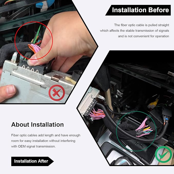 PEMP Most Retrofit Optical Cable Male to Female Connector Wire Stift Compatible for BMW Mercedes Audi CarPlay Linux Android Sceen MMI Box, 26cm Most Fiber Optic Extension Cable
