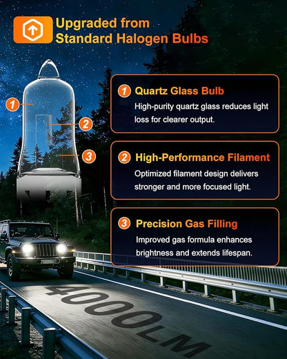 H1 Halogen Headlight Bulbs, H1 Bulb,12V 55W, 4000 Lumens, 3800K, No Glare, High Beam, Standard Headlight Bulb,High Beam Headlight Bulb,Light Bulbs for Car, Pack Of 2