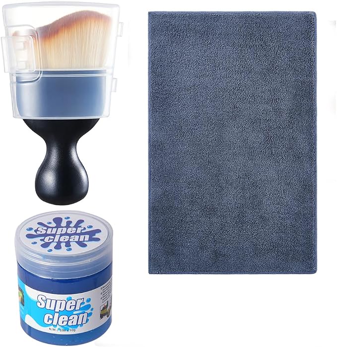 Car Interior and Exterior Soft bristles Detail dust Brush Interior dusting Brush Dashboard Cleaning Brush Home Office dusting Tools+ Double-Sided Suede Cleaning Towel+ Cleaning Cream